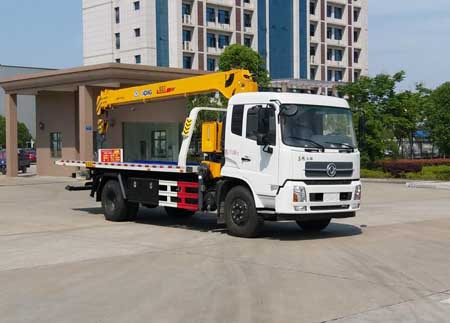 東風(fēng)天錦平板帶吊機(jī)清障車專威牌HTW5121TQZDFP型清障車